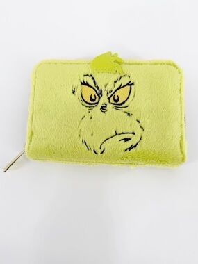 New Dr Seuss Grinch Glow In The Dark Plush Zip Around Wallet Loungefly